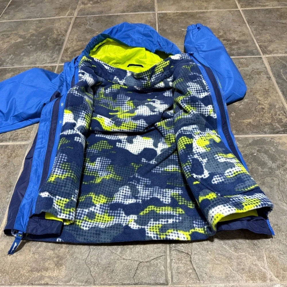 Eddie Bauer Jacket Kids M 10/12 Blue Fleece Lined Hooded